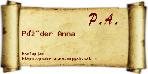 Póder Anna névjegykártya
